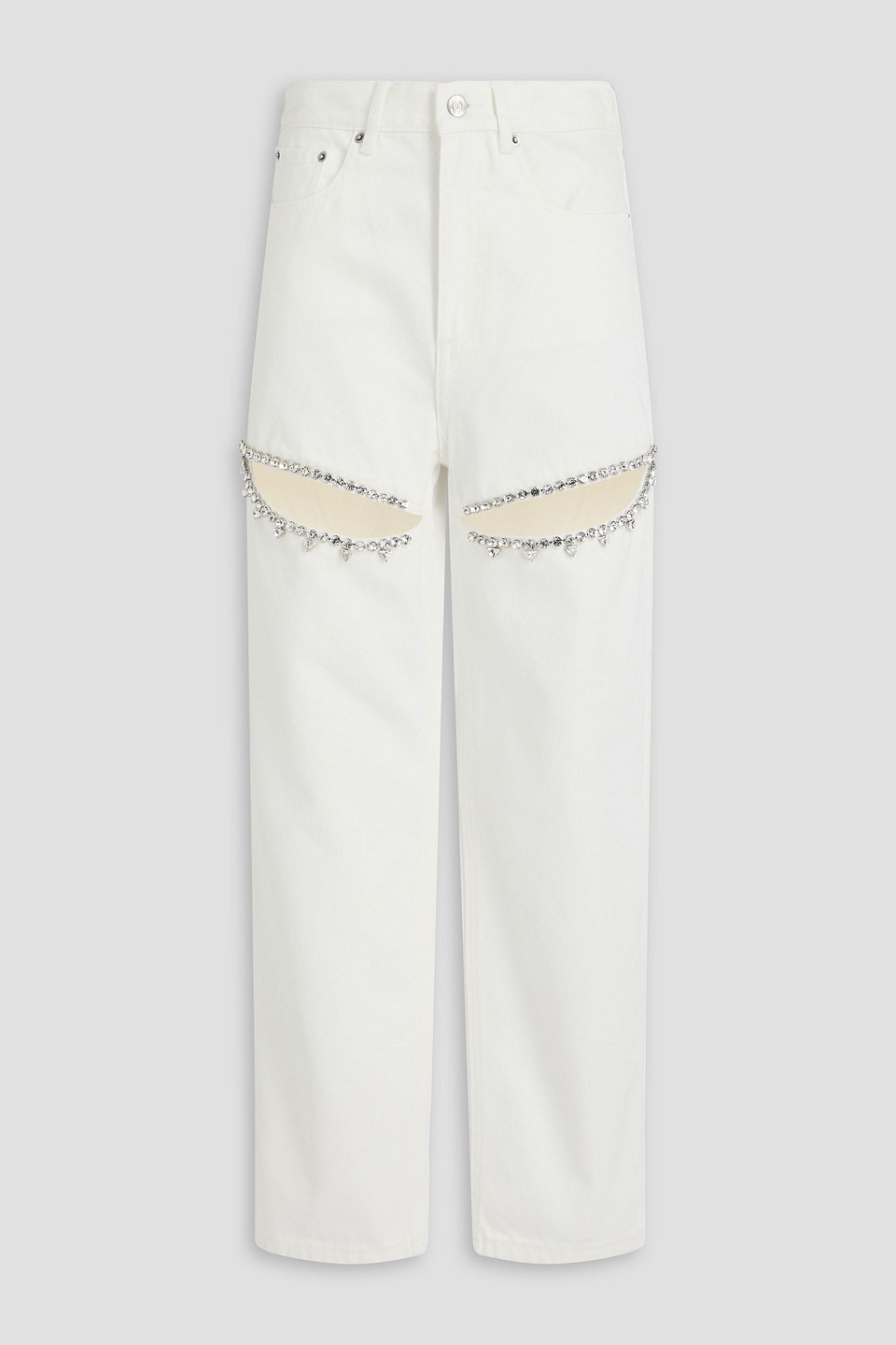 area - cutout crystal-embellished high-rise straight-leg jeans - white - 24