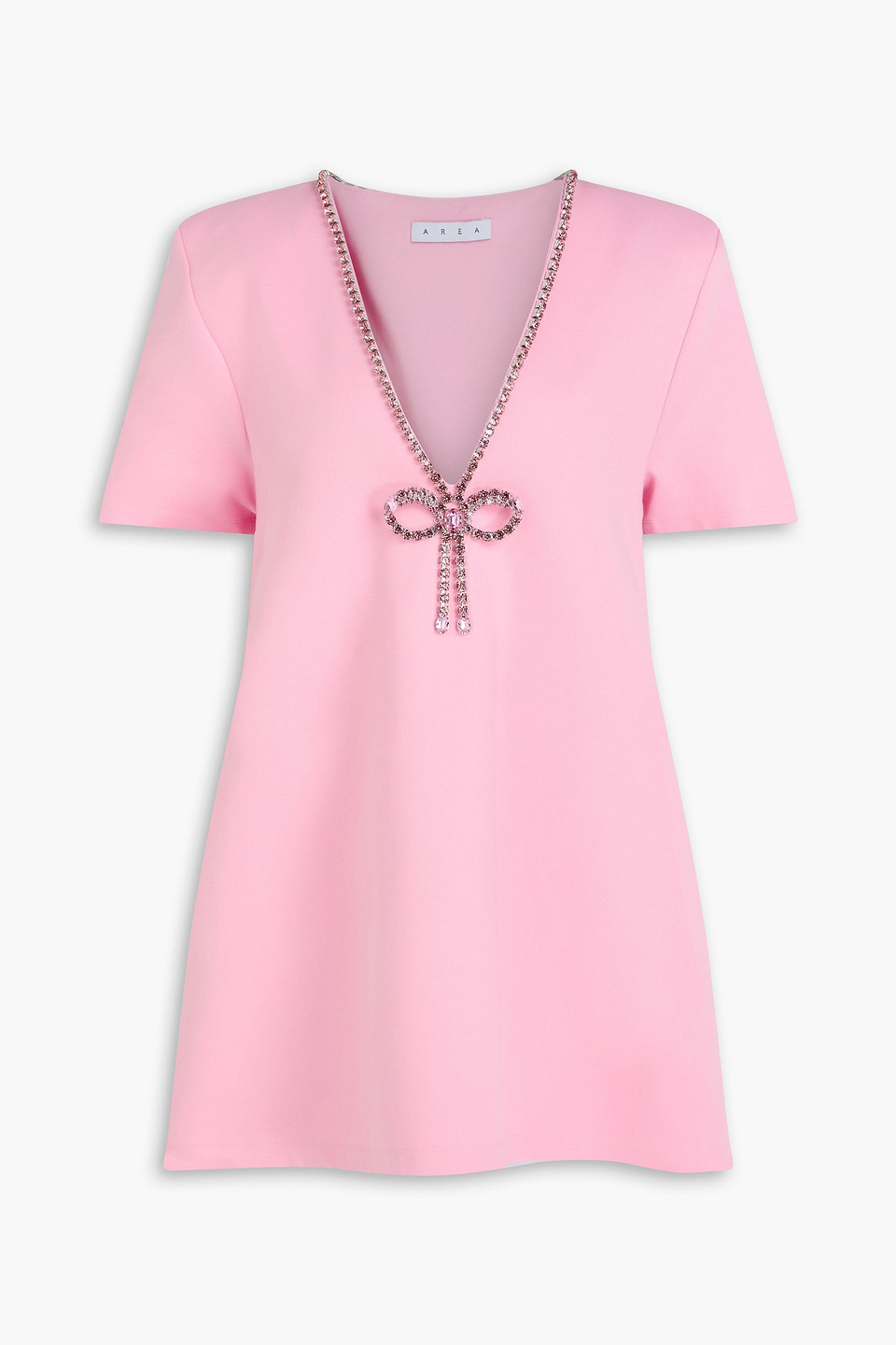 area - crystal-embellished stretch-jersey mini dress - pink - xs