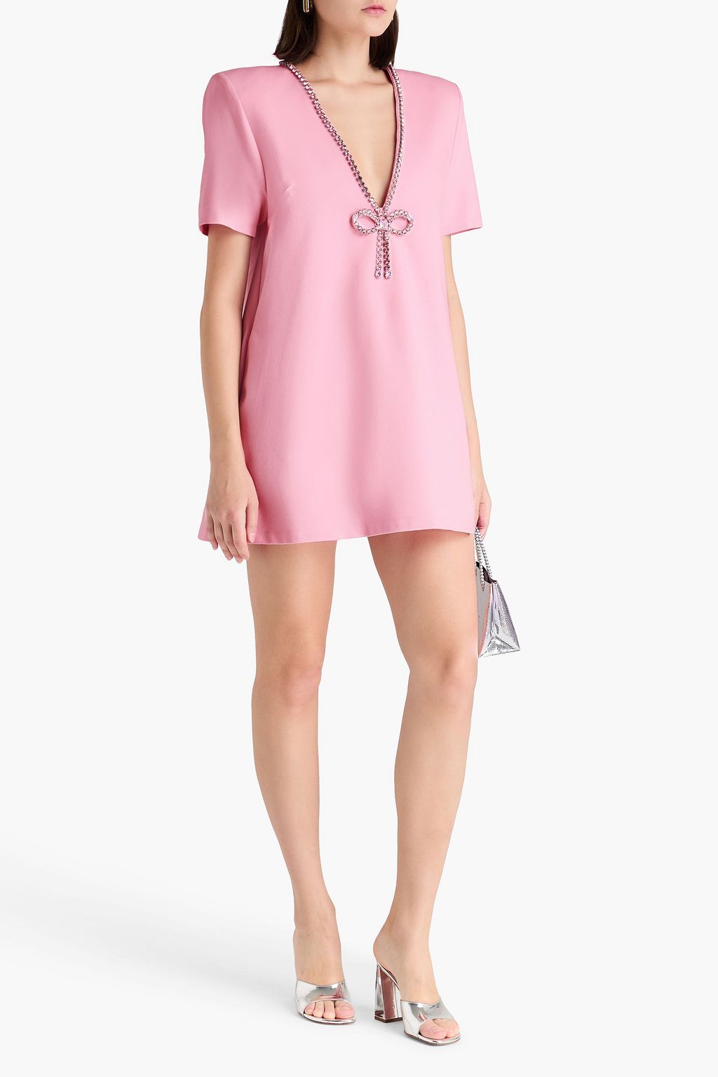 AREA Crystal-embellished jersey mini dress