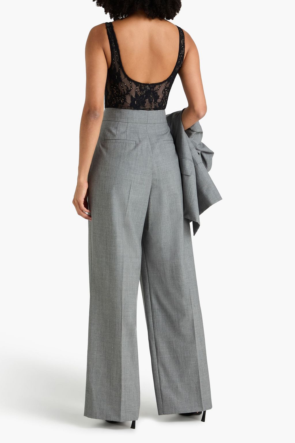 ERDEM Pleated wool-blend crepe wide-leg pants