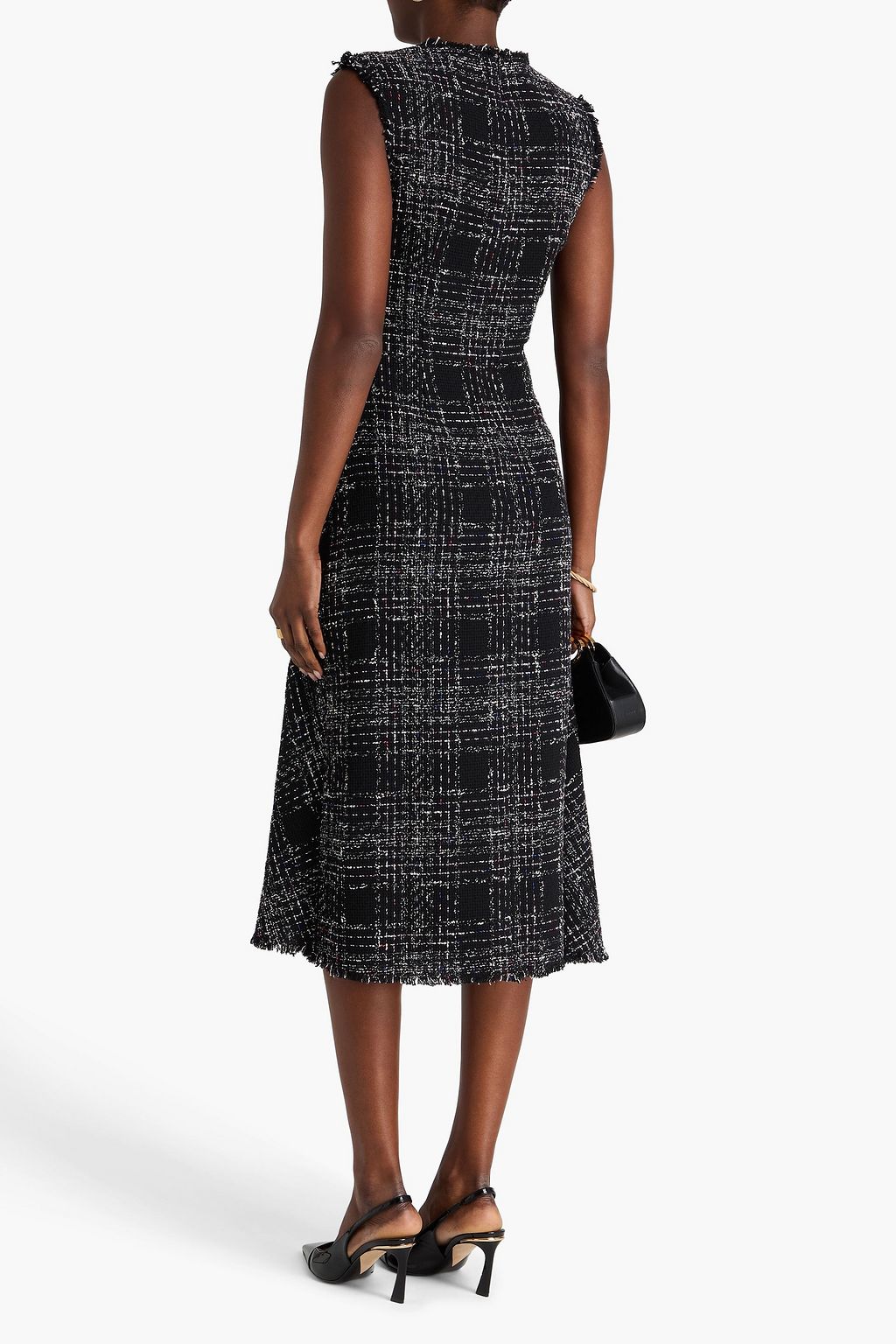 ERDEM Frayed cotton-blend tweed midi dress