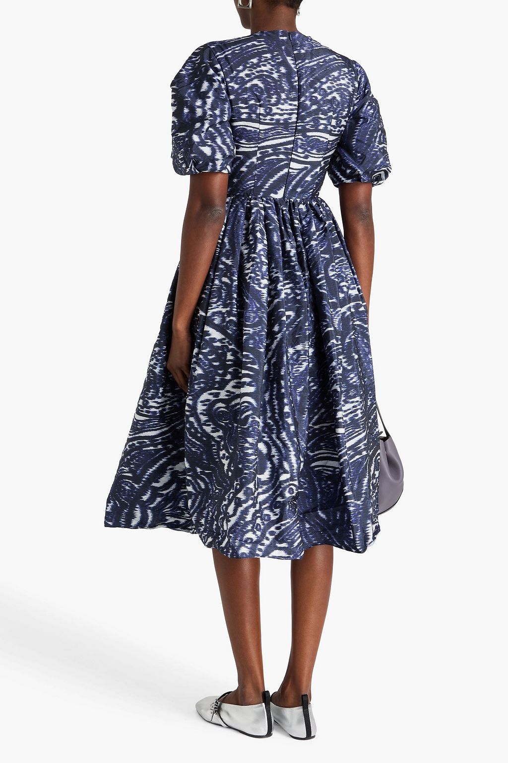 ERDEM Gathered printed taffeta midi dress