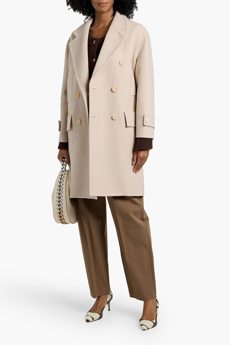 Max Mara Nogara Double-breasted Wool And Cashmere-blend Felt Coat In Neutral