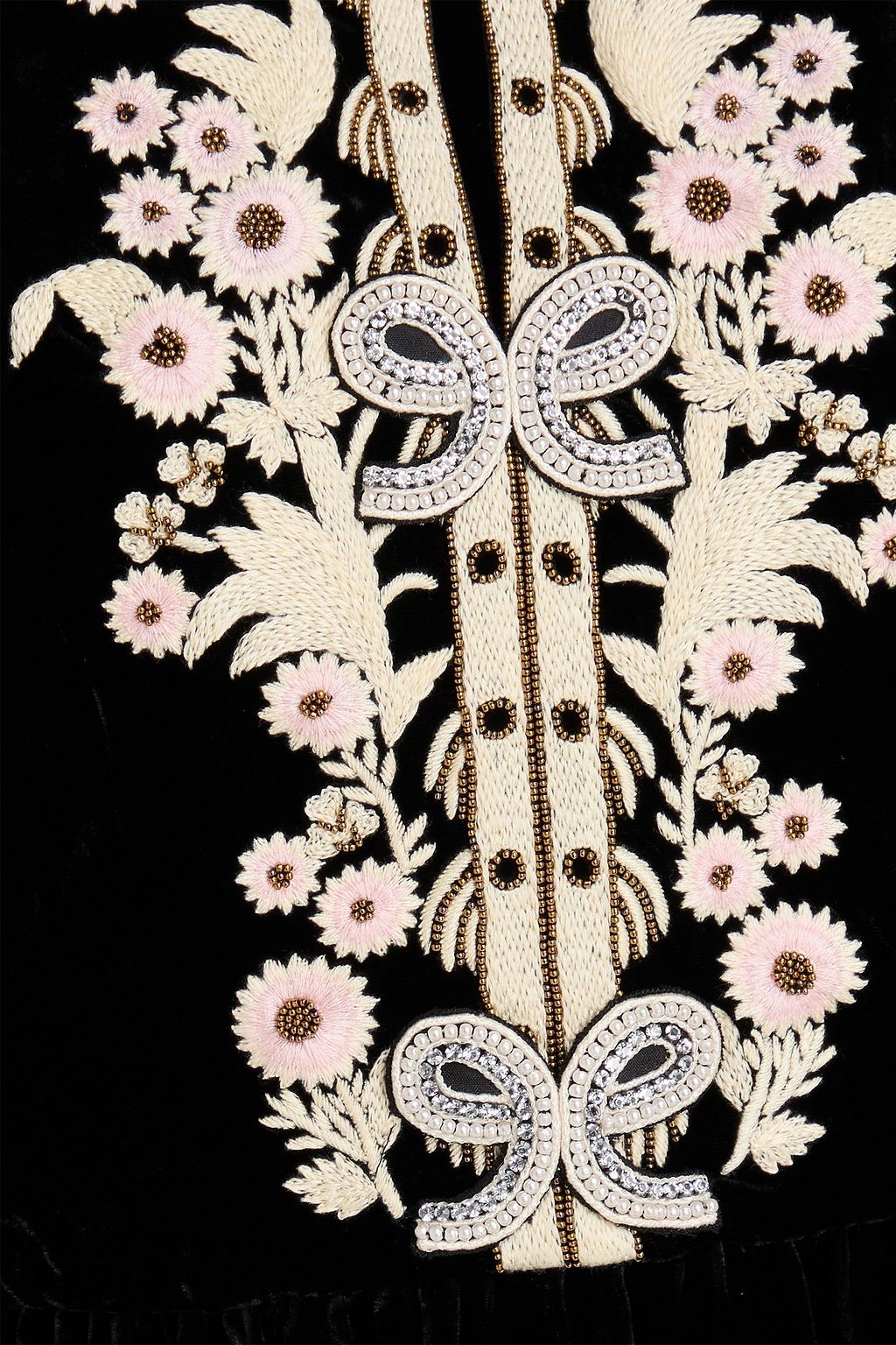 SALONI Camille embroidered velvet gown
