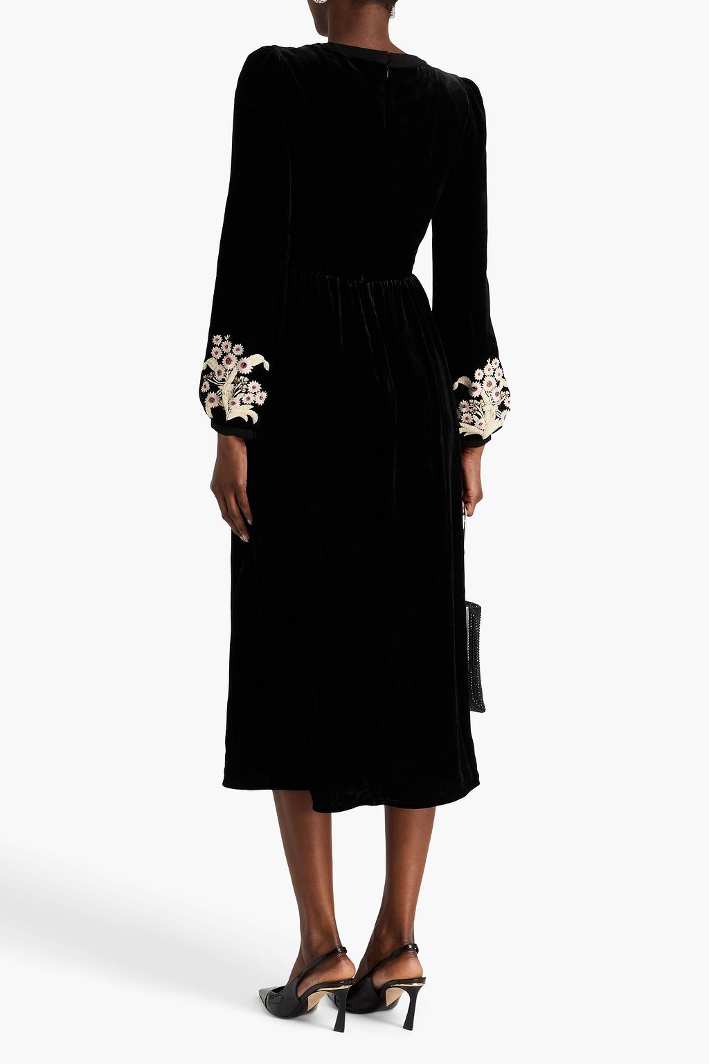 SALONI Camille embroidered velvet gown