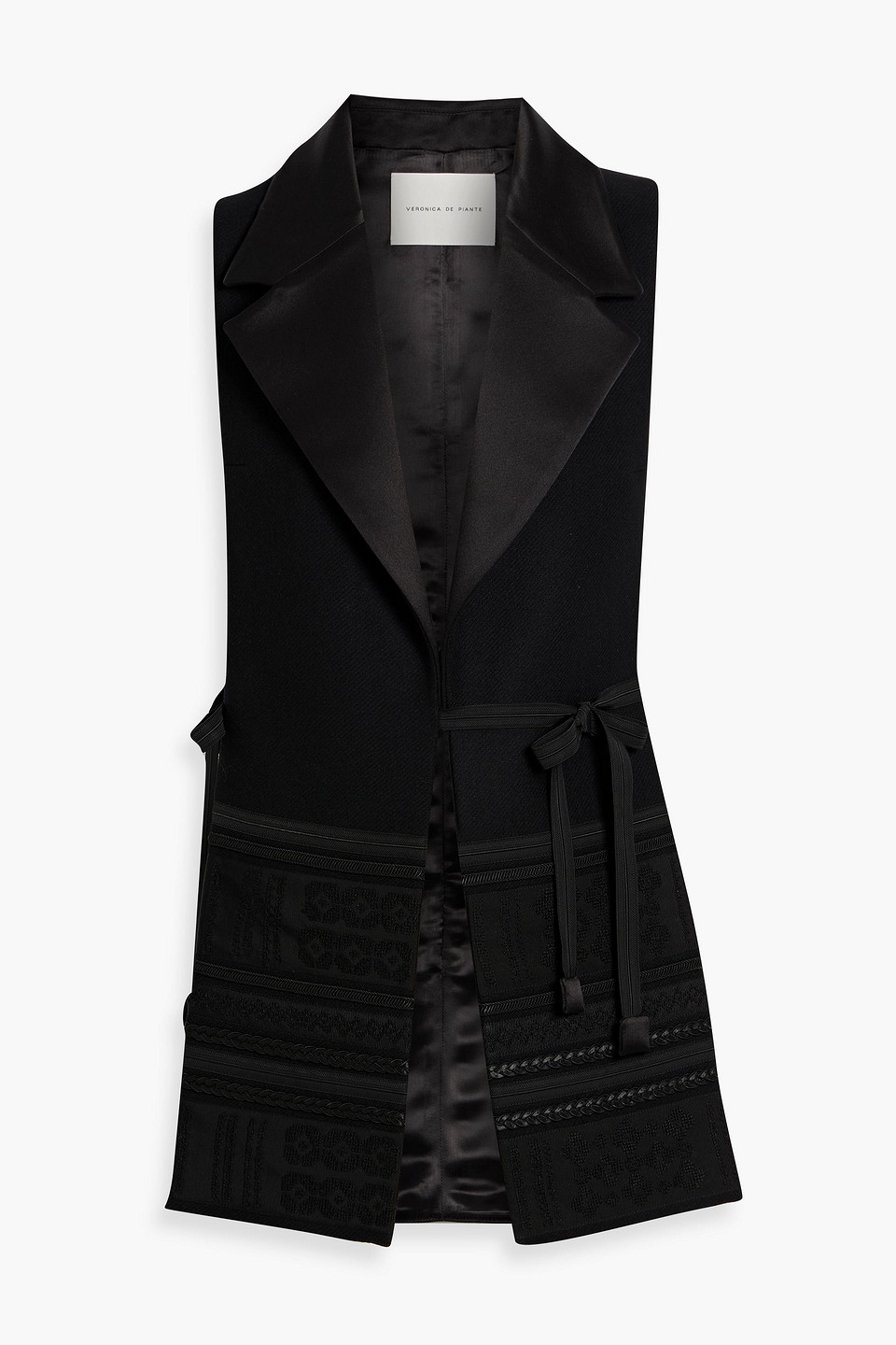 Veronica De Piante Cala Grosgrain, Duchesse-satin And Wool-blend Twill Vest In Black