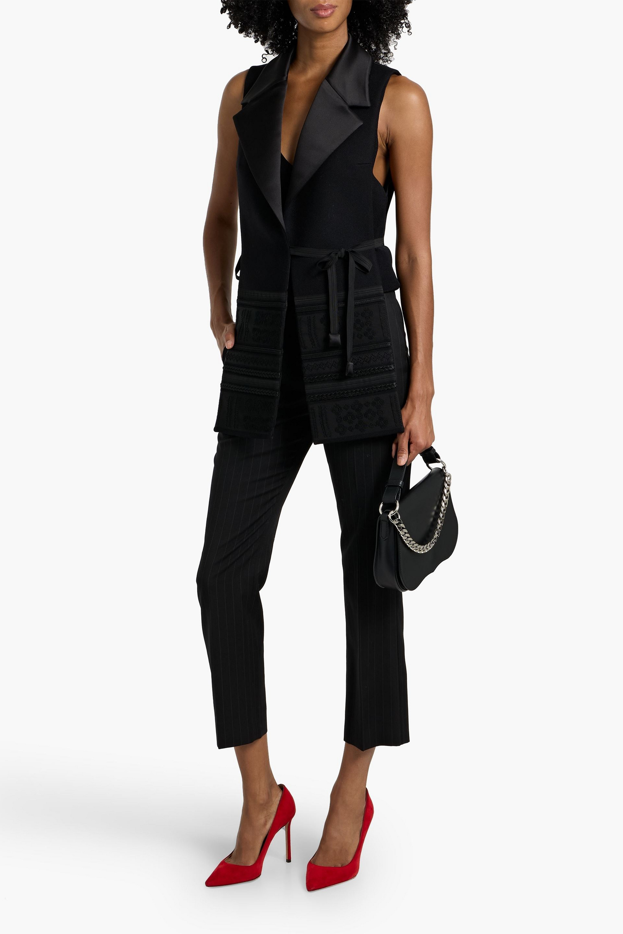 Veronica De Piante Cala grosgrain, duchesse-satin and wool-blend twill vest