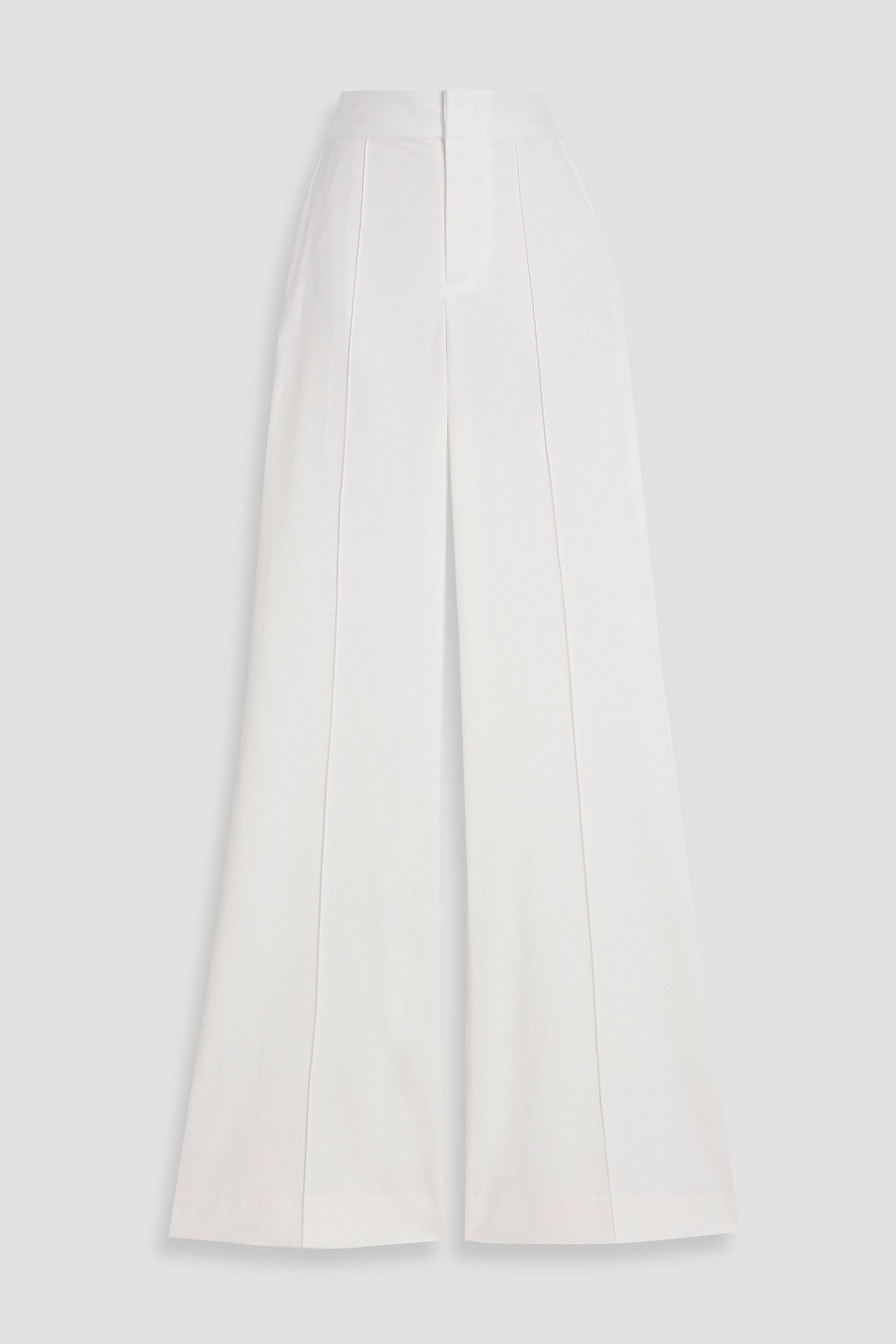 Alice And Olivia Dylan Lyocell-blend Twill Wide-leg Pants In White