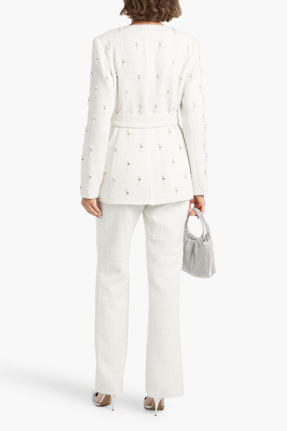  Badgley Mischka - Embellished Tweed Jacket - White - Us 2 