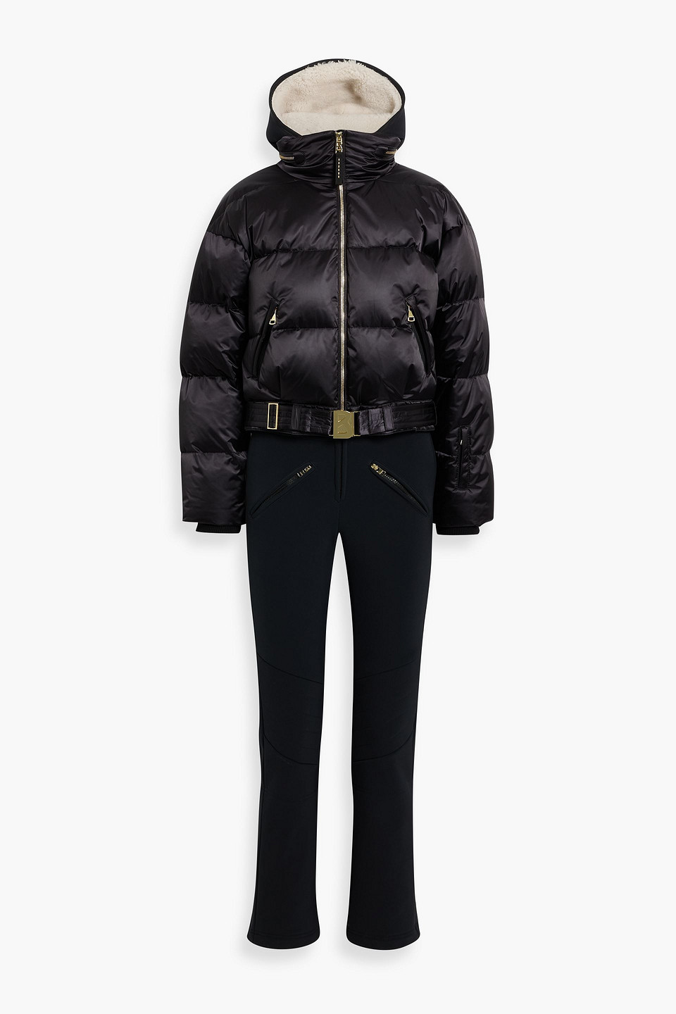 Bogner Aya Stretch Ski Suit And Quilted Down Jacket Set In Black