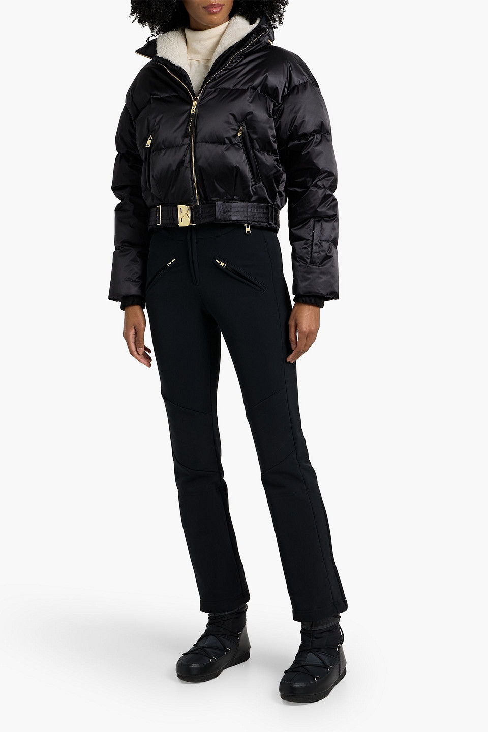 Bogner Aya Stretch Ski Suit And Quilted Down Jacket Set In Black