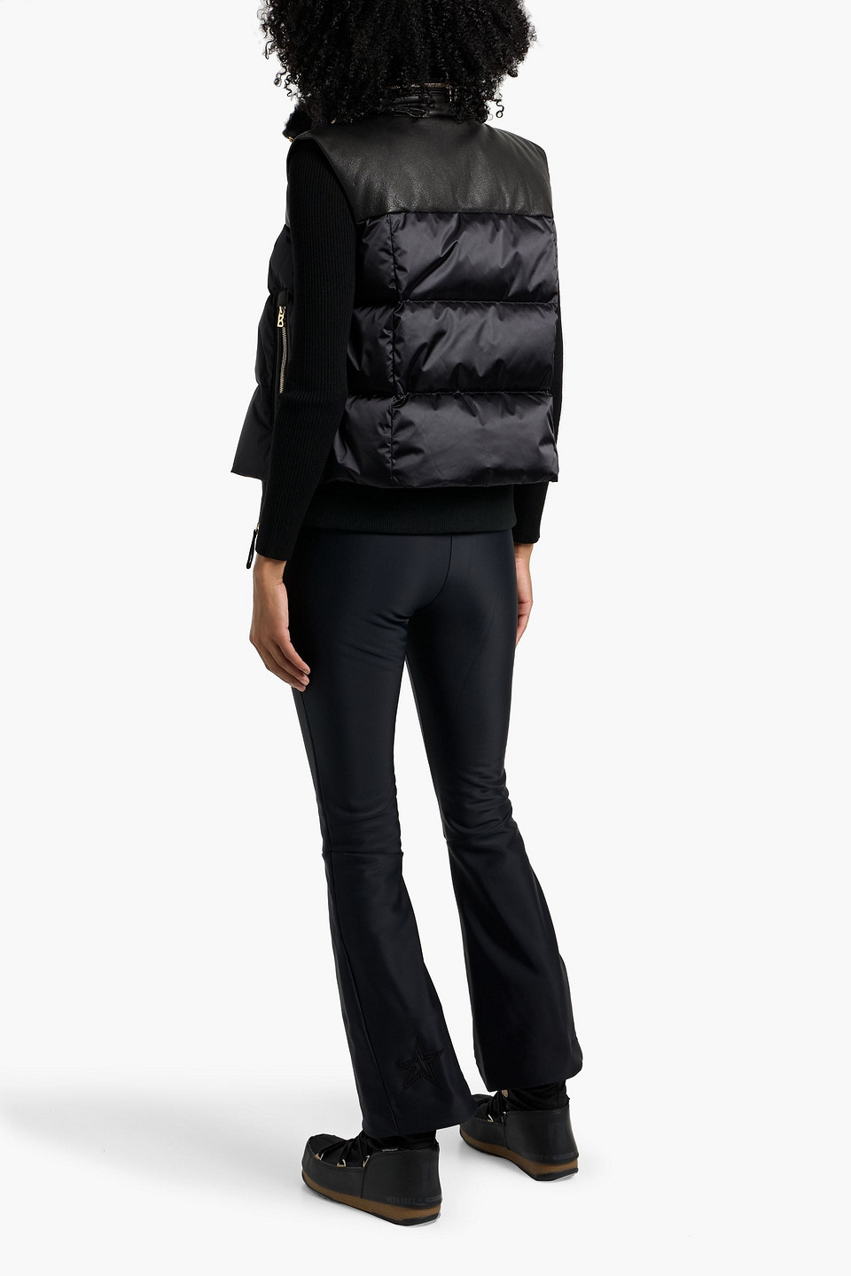 Bogner Nelli Leather-paneled Quilted Down Vest In Black