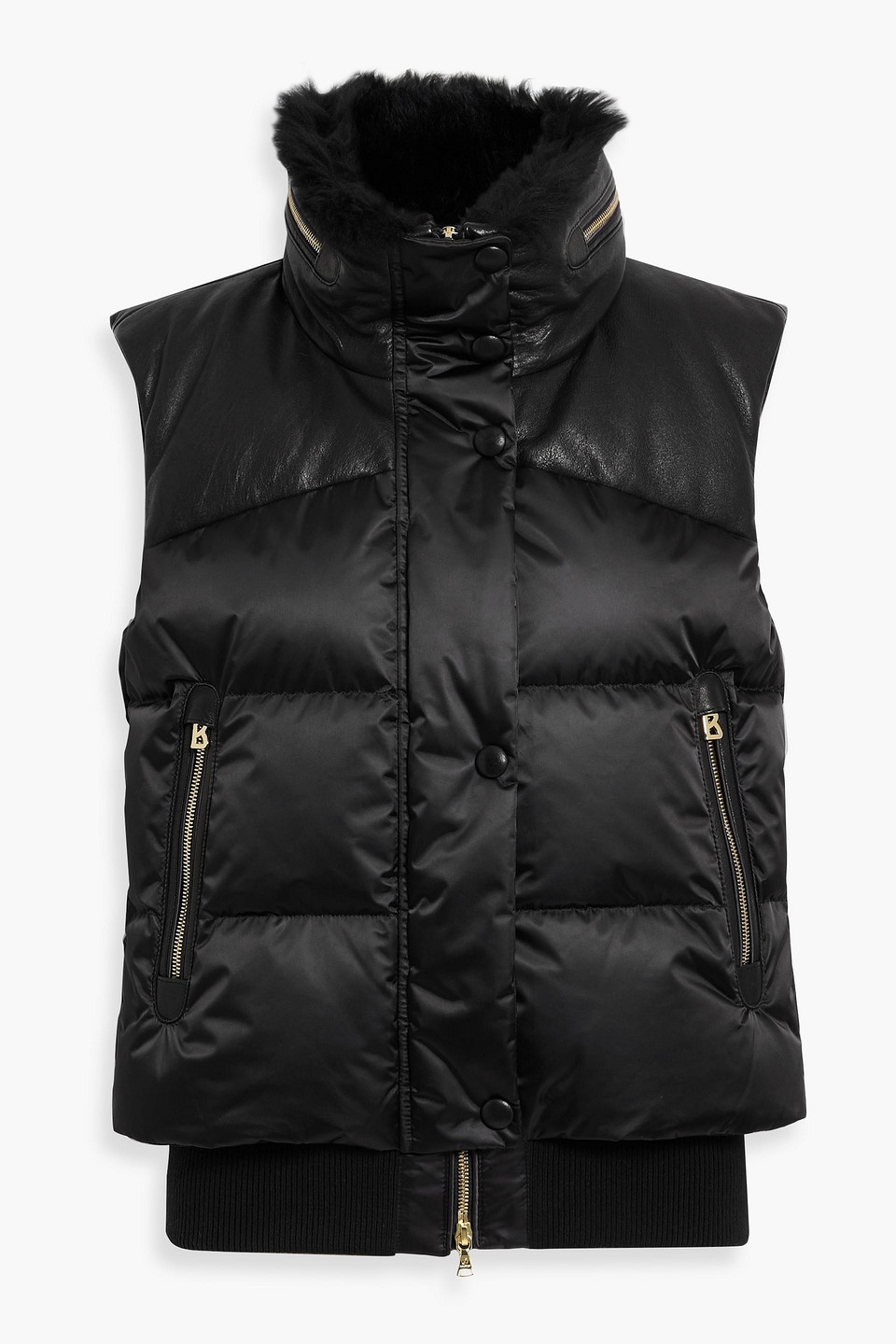 Bogner Nelli Leather-paneled Quilted Down Vest In Black
