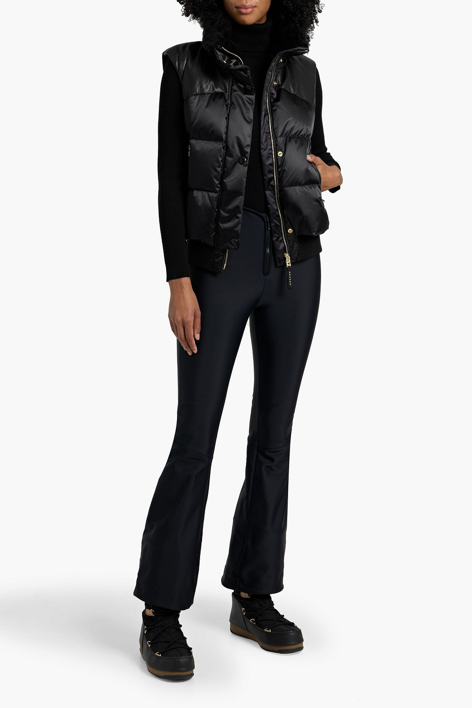 Bogner Nelli Leather-paneled Quilted Down Vest In Black