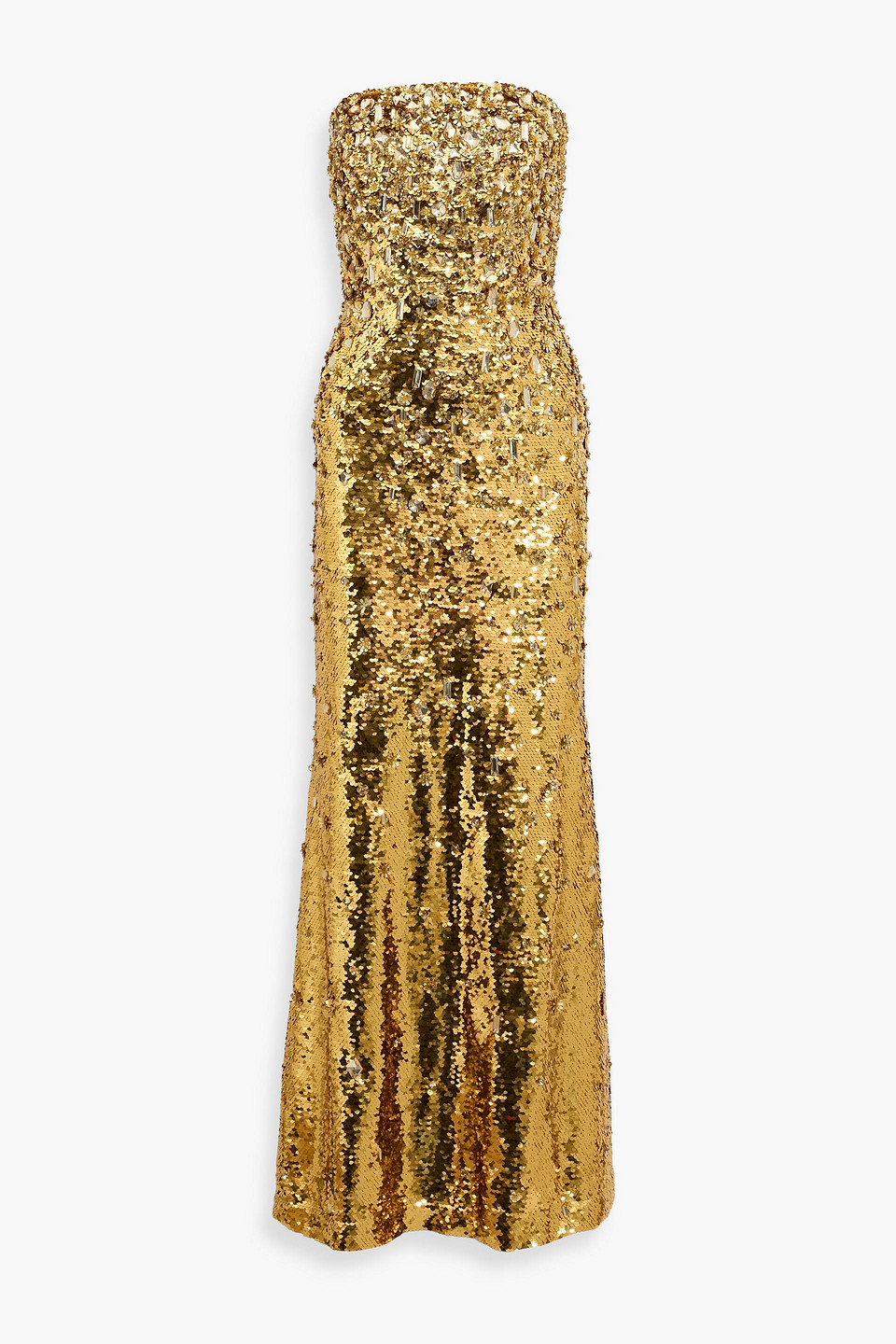 Carolina Herrera Strapless Embellished Tulle Gown In Gold