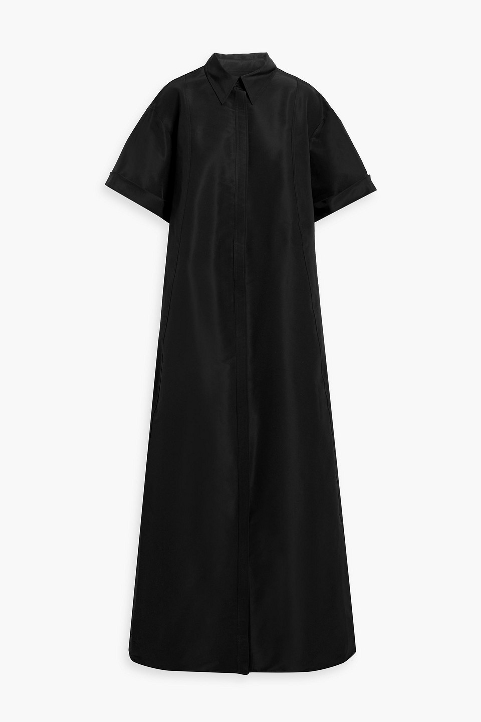 Carolina Herrera Silk-faille Maxi Shirt Dress In Black