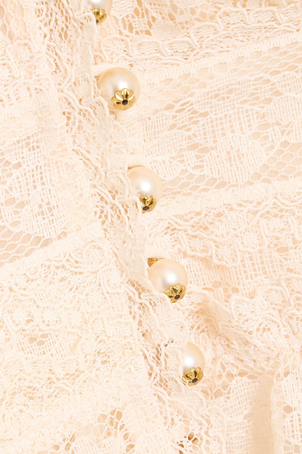 ZIMMERMANN Lace-paneled silk-crepon peplum top