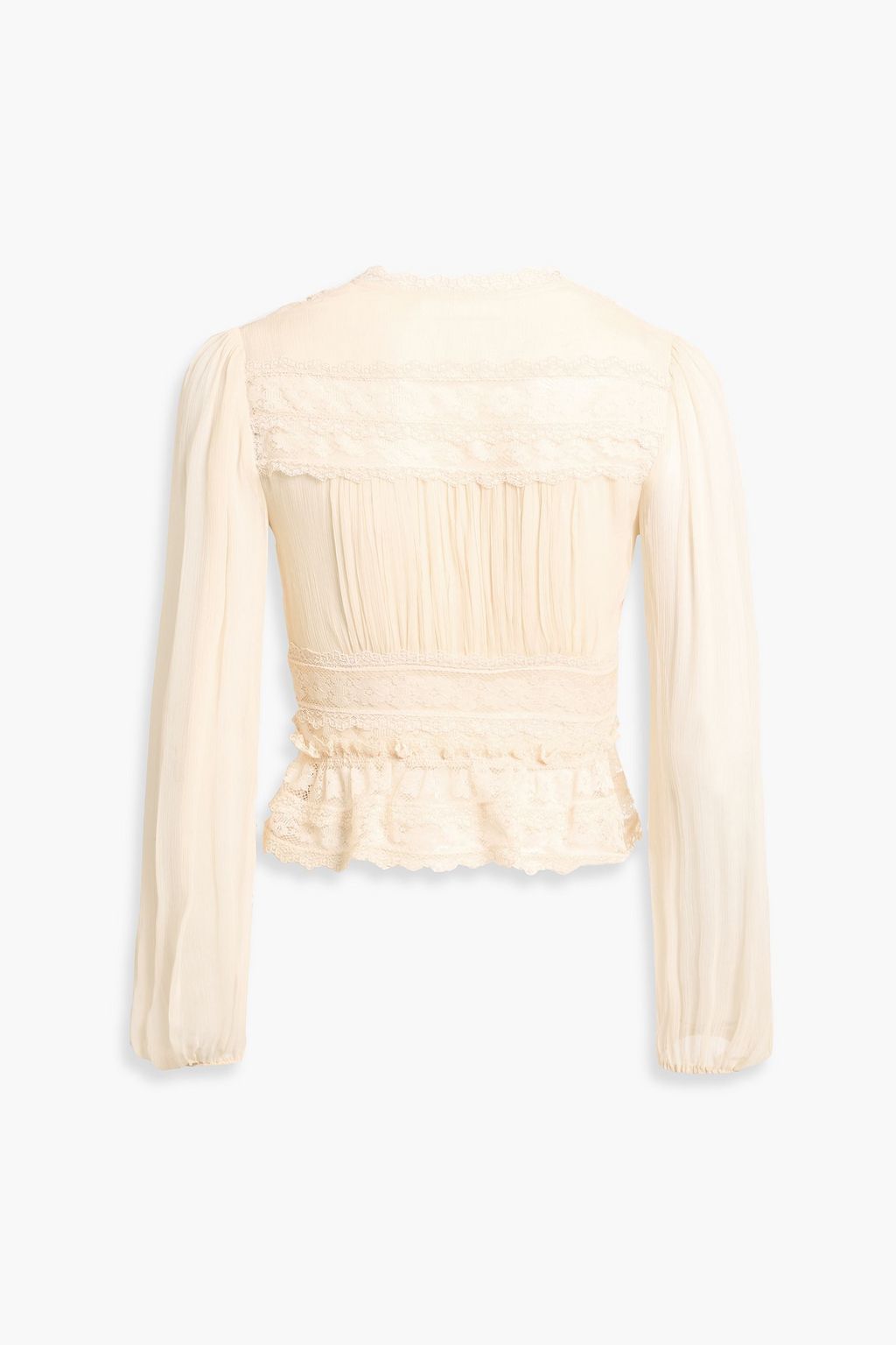 ZIMMERMANN Lace-paneled silk-crepon peplum top