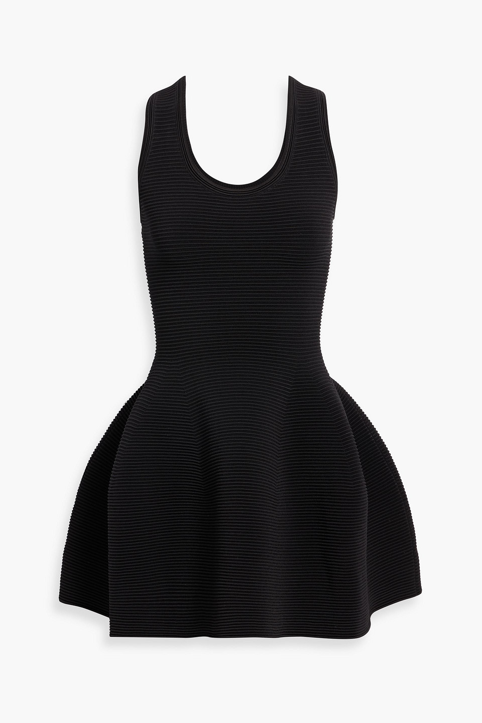 Simkhai Larina Flared Ribbed-knit Mini Dress In Black