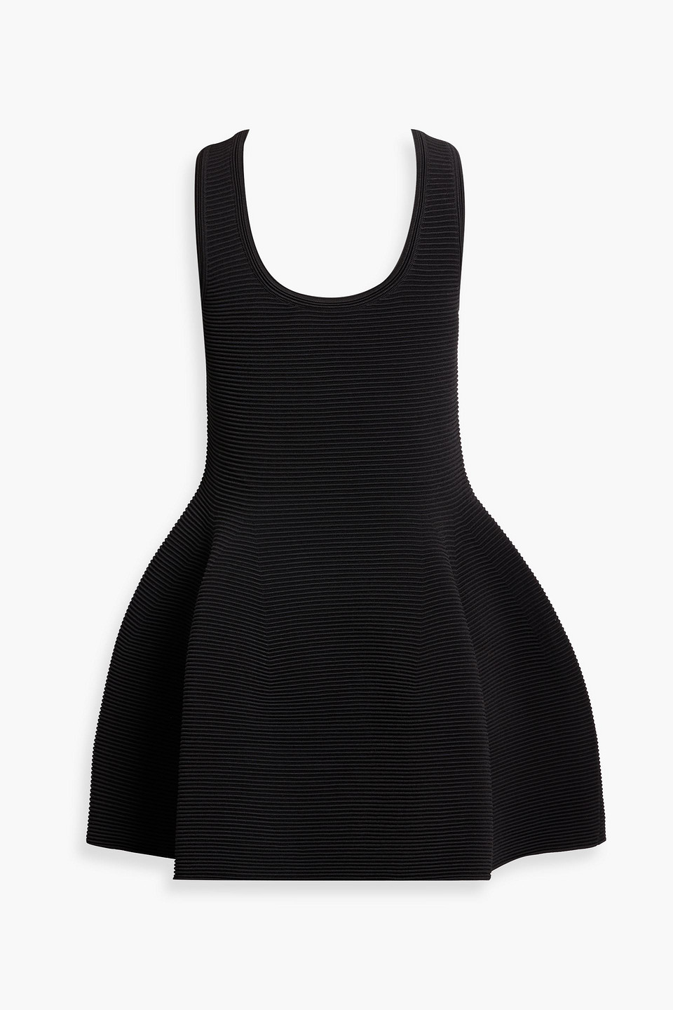 Simkhai Larina Flared Ribbed-knit Mini Dress In Black