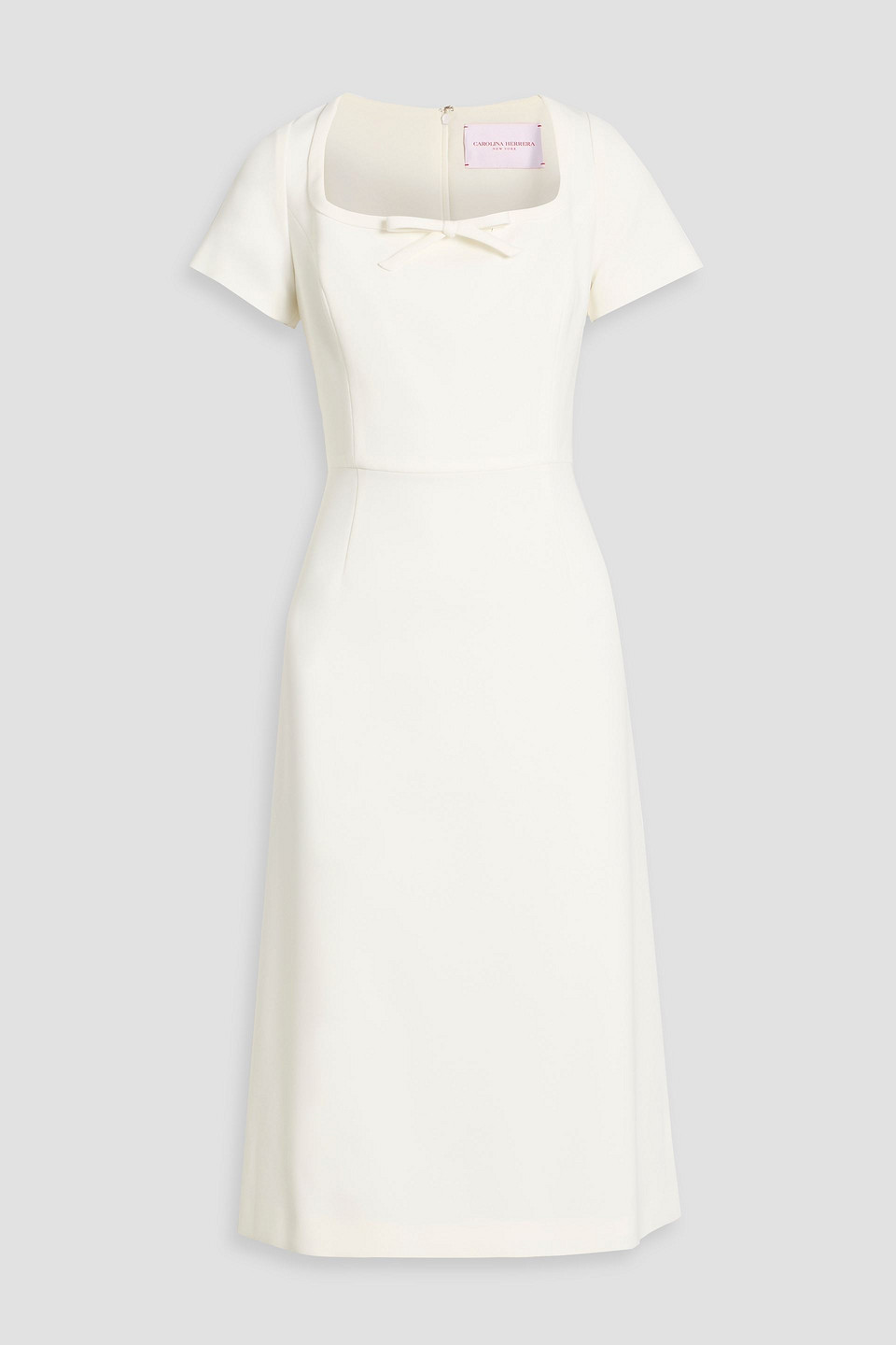Carolina Herrera Bow-detailed Crepe Midi Dress In White