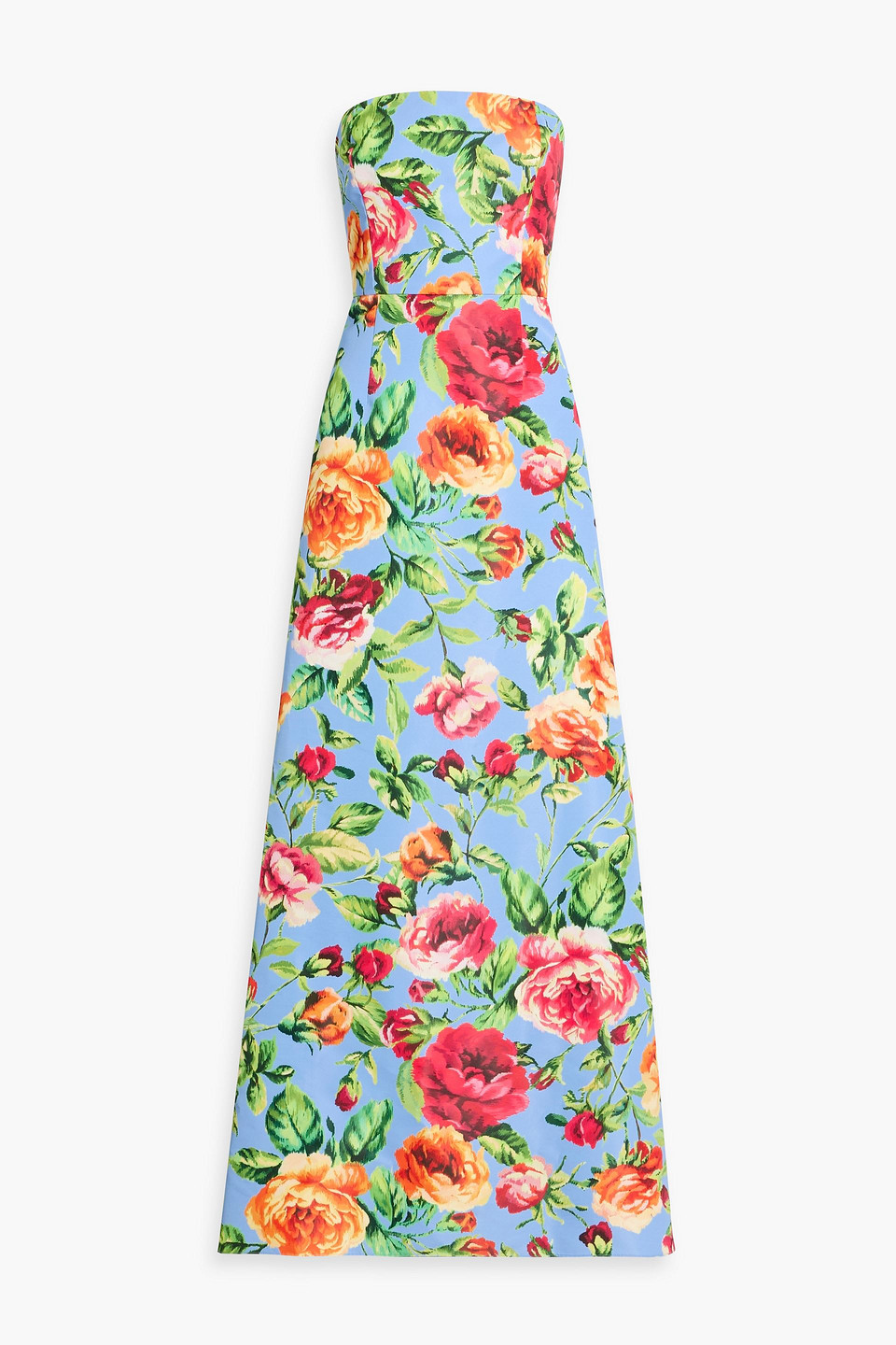 carolina herrera - strapless floral-print faille gown - blue - us 10