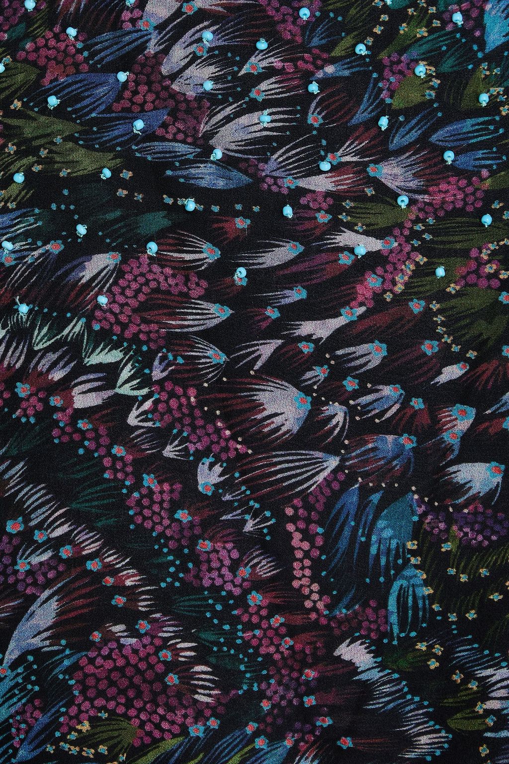 SALONI シルクジョーゼット ミディワンピース ラッフル付き フローラルプリント