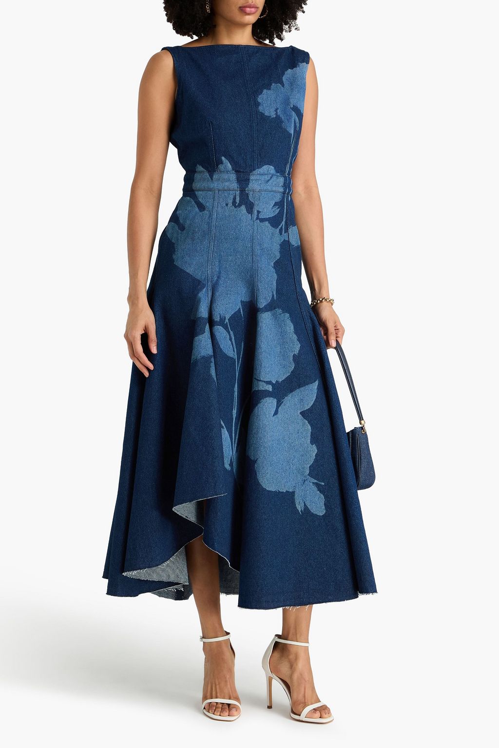 ERDEM Violetta floral-print denim maxi dress