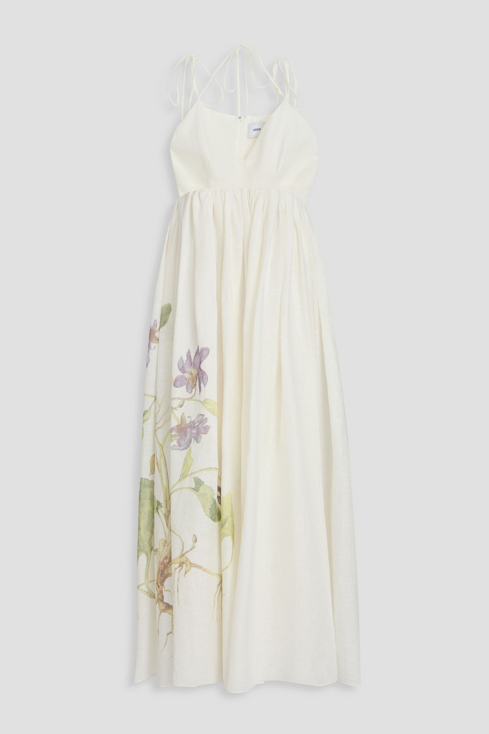 erdem - floral-print linen midi dress - white - uk 4
