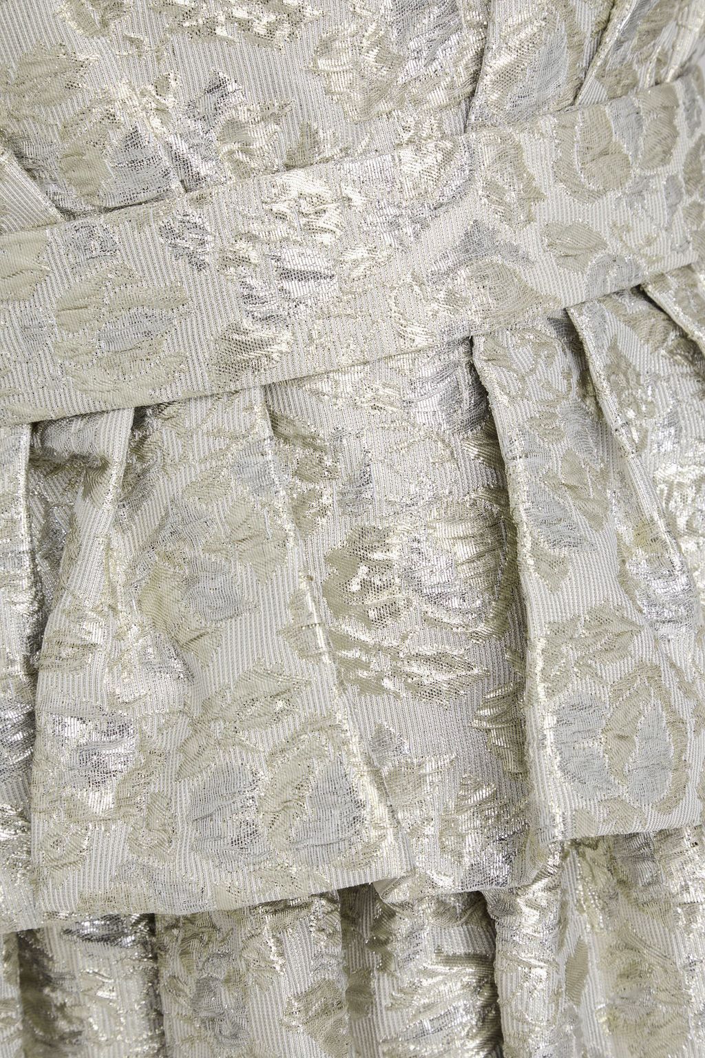 ERDEM Belted ruffled metallic brocade midi dress