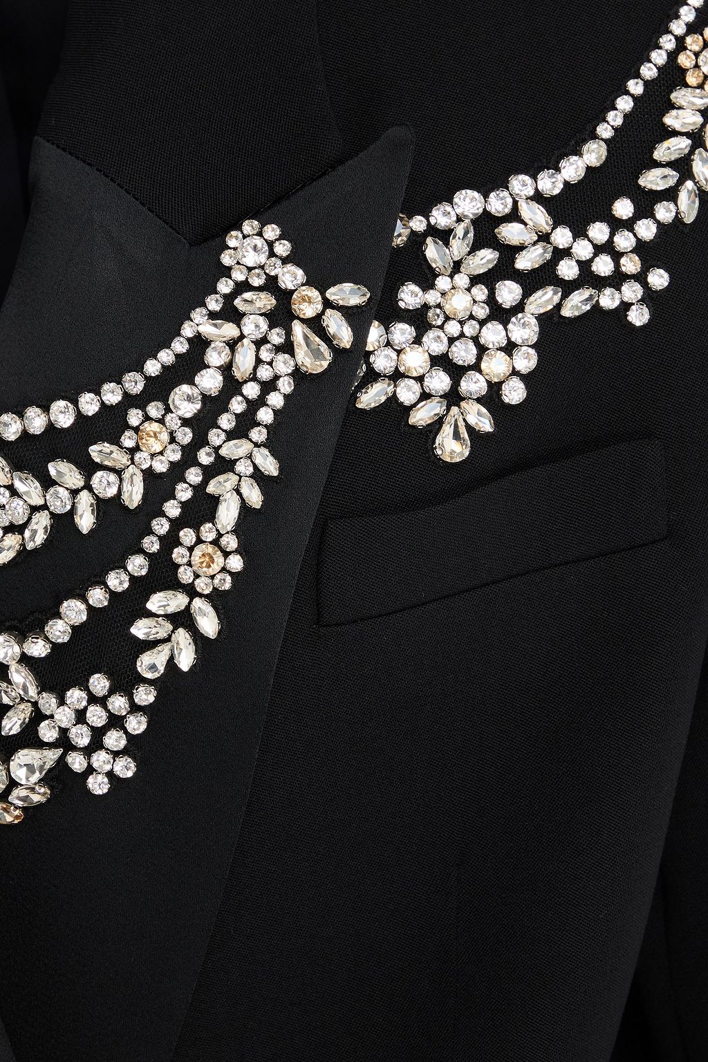 ERDEM Fringed crystal-embellished wool-crepe blazer