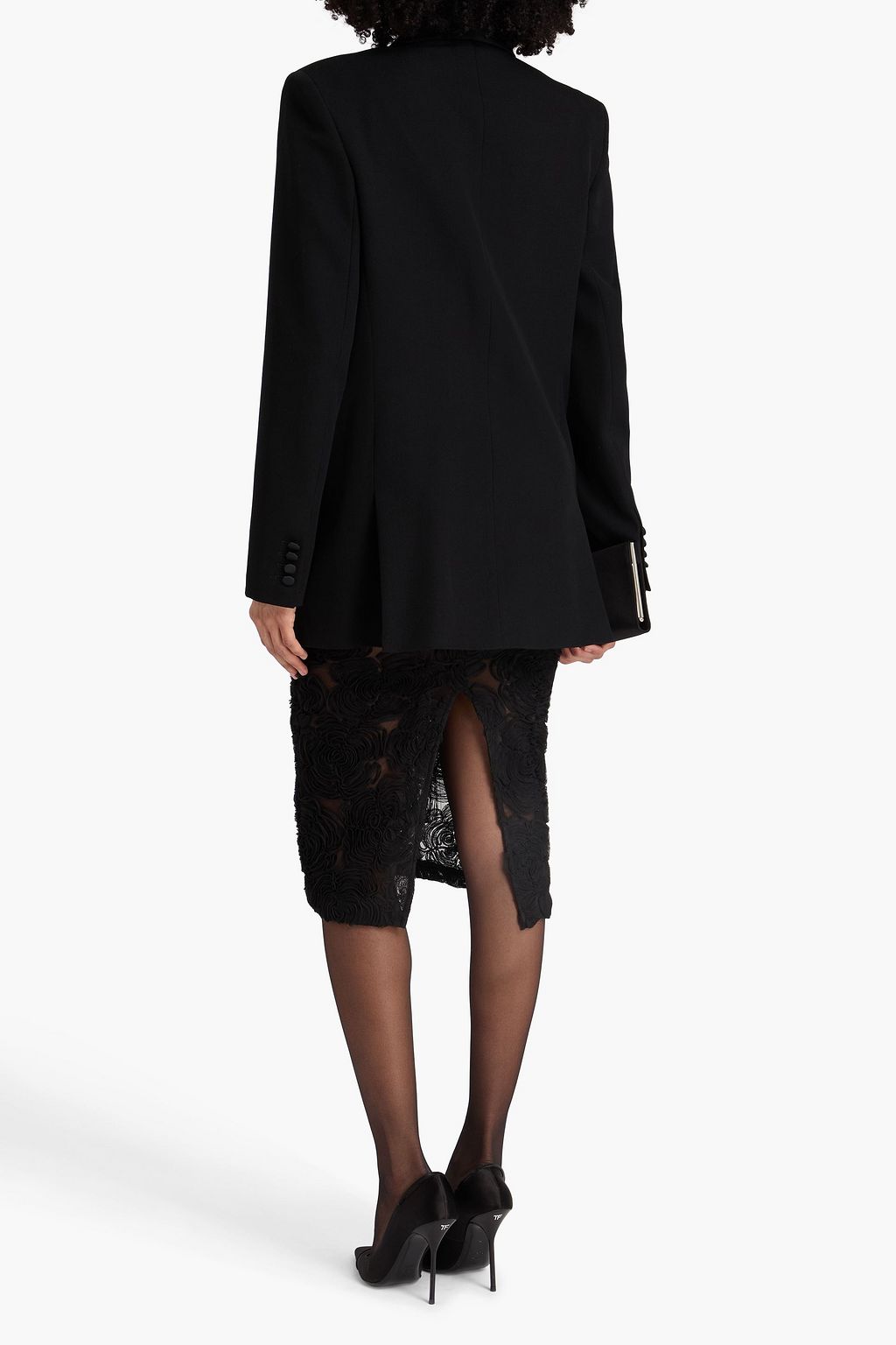 ERDEM Fringed crystal-embellished wool-crepe blazer