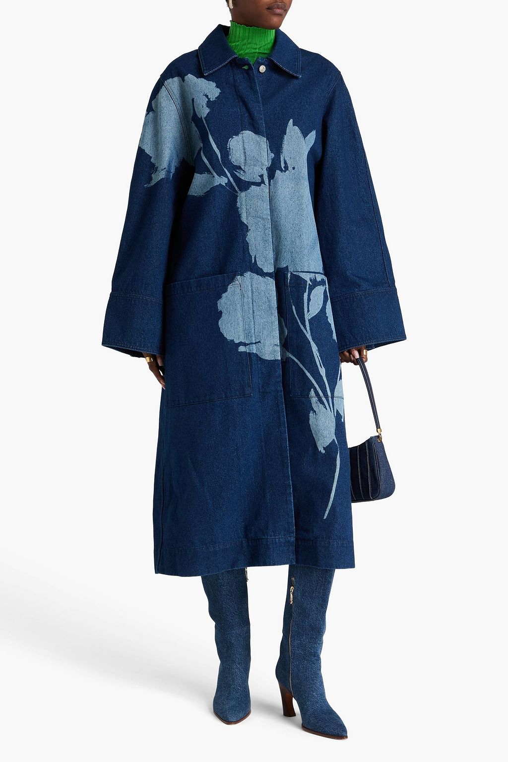 ERDEM Oversized floral-print denim coat