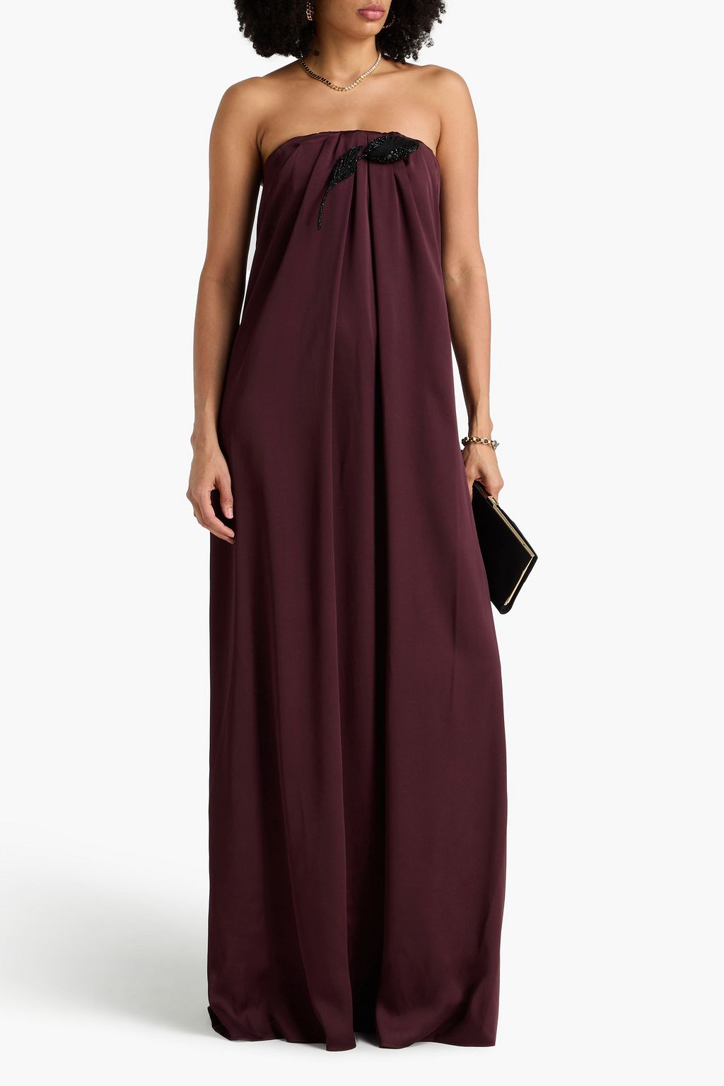 ERDEM Strapless embellished satin-crepe gown