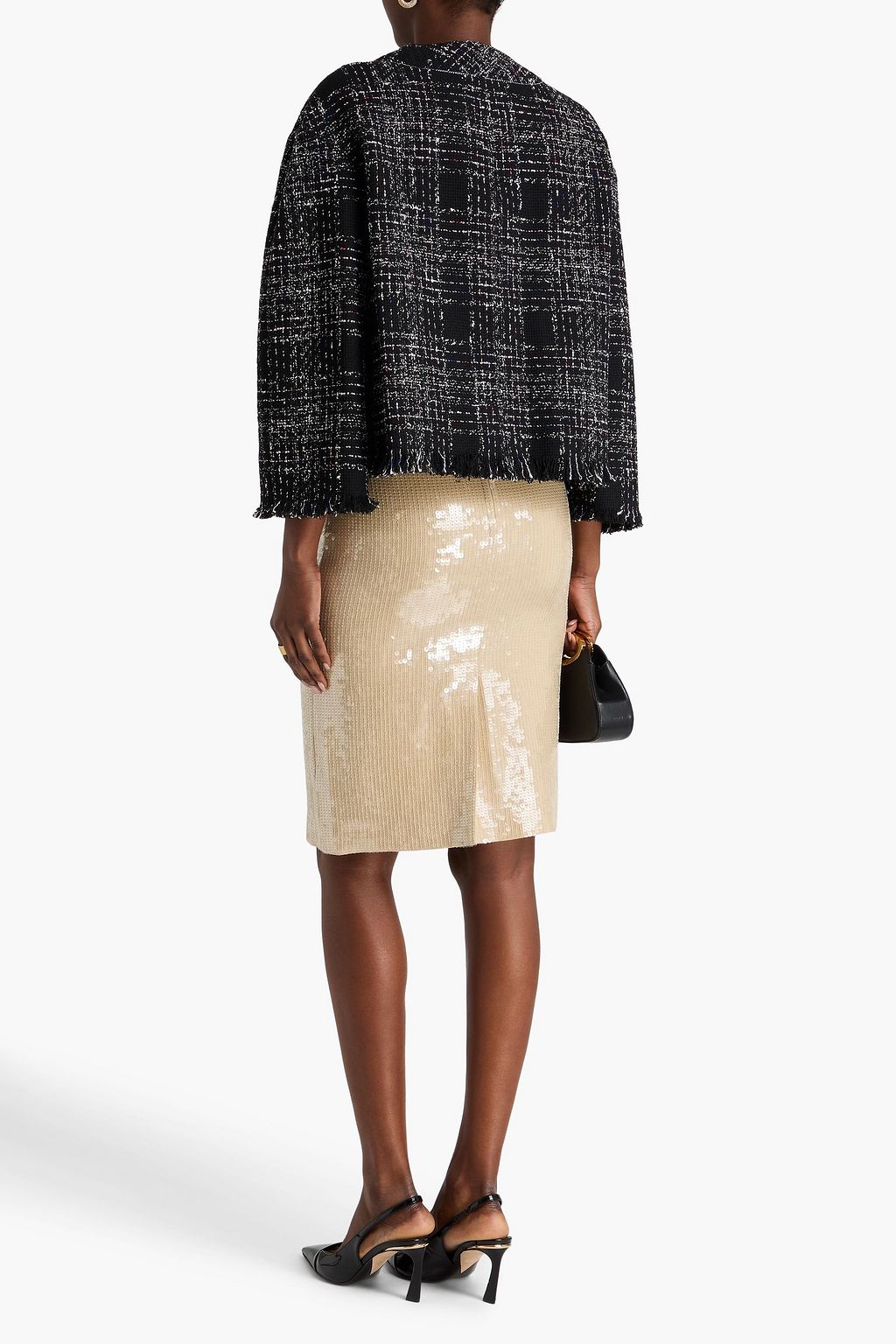 ERDEM Cropped cotton-blend tweed jacket