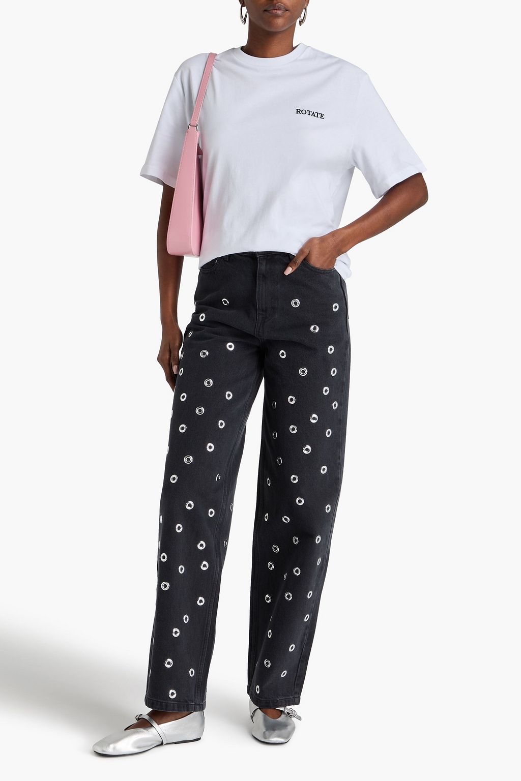 ROTATE BIRGER CHRISTENSEN Embellished high-rise straight-leg jeans