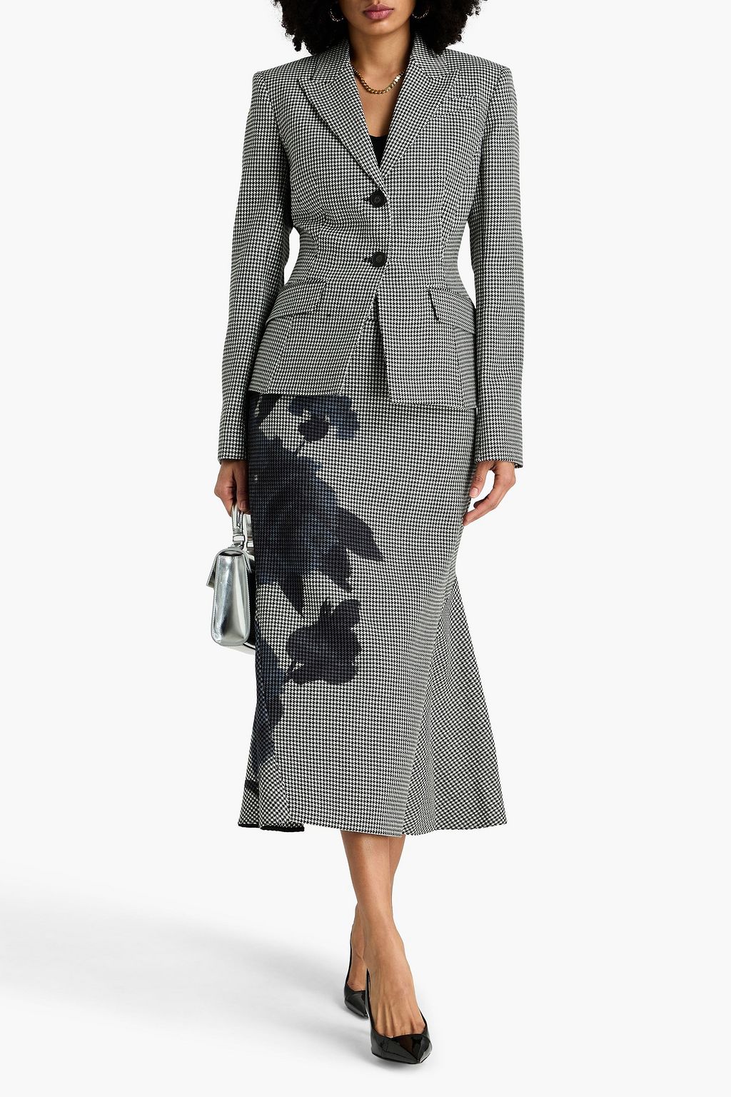 ERDEM Houndstooth wool-tweed blazer