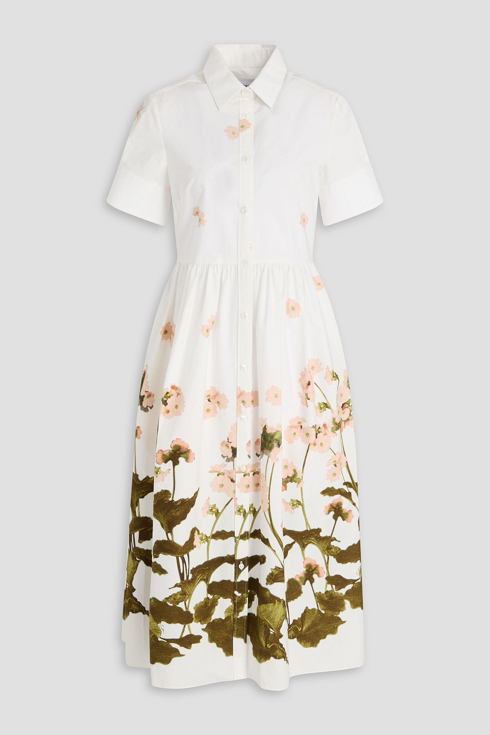 Erdem Floral-print Cotton-poplin Midi Shirt Dress In White