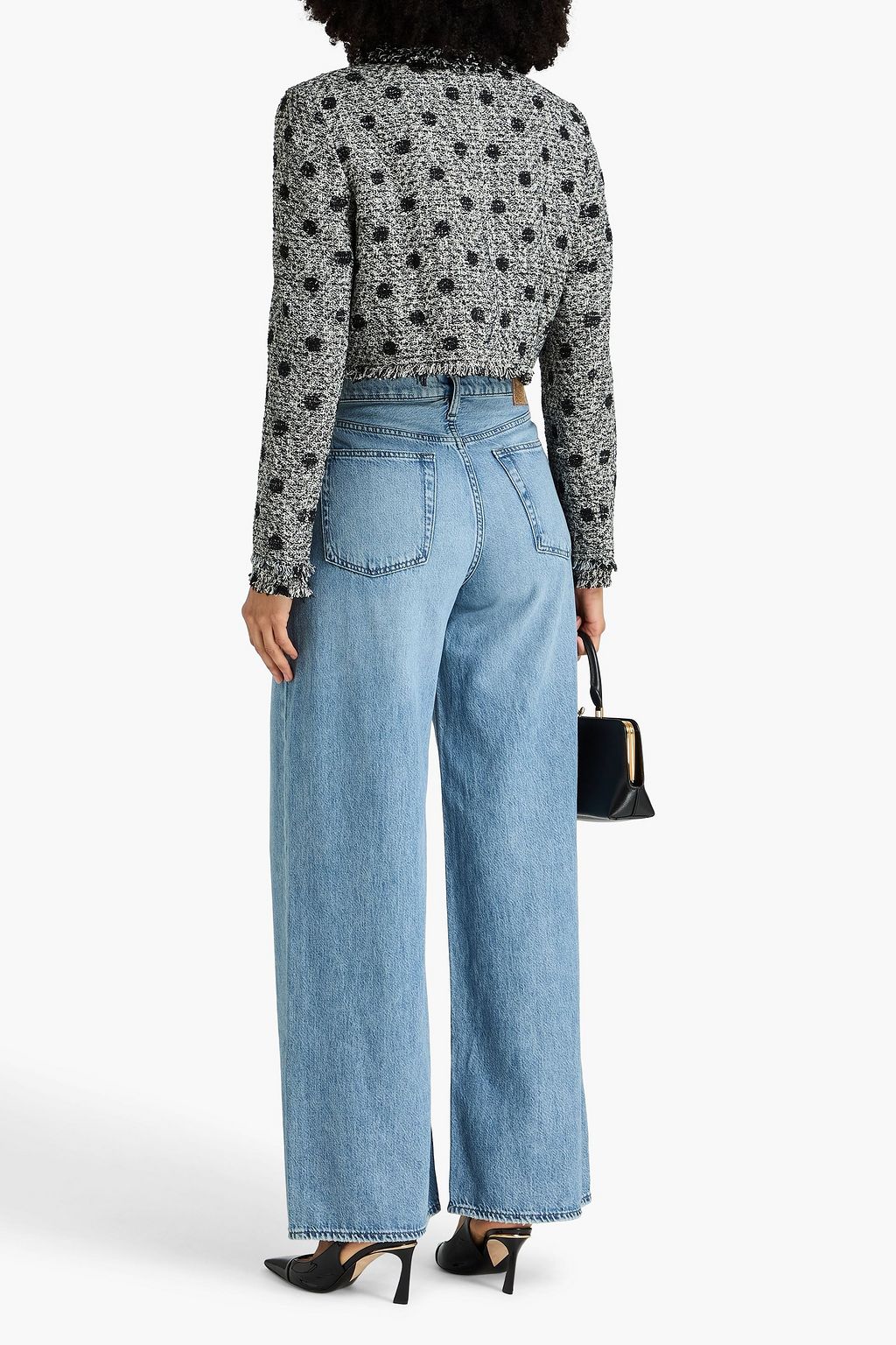 ERDEM Cropped polka-dot tweed jacket