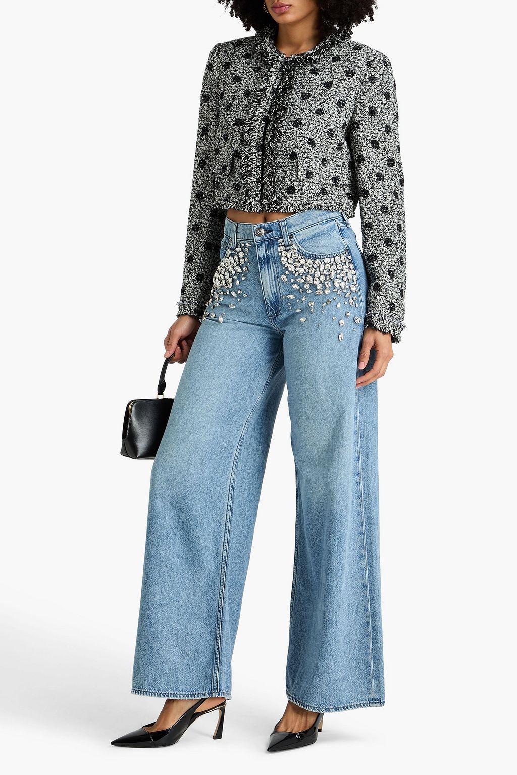 ERDEM Cropped polka-dot tweed jacket