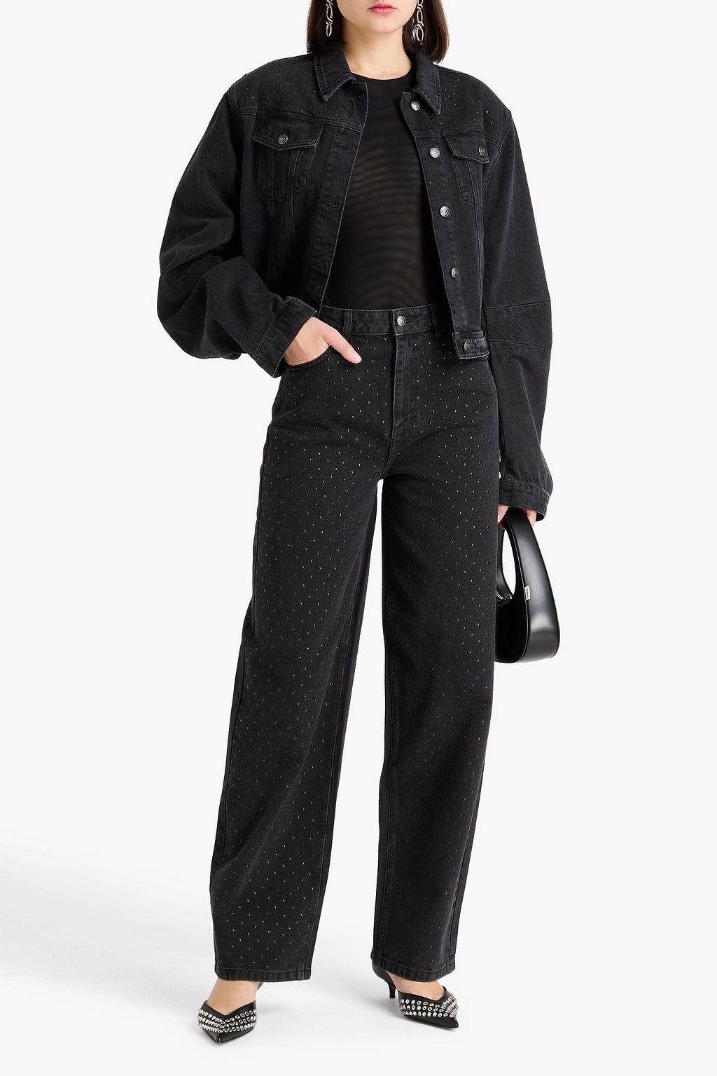 ROTATE BIRGER CHRISTENSEN Embellished high-rise straight-leg jeans