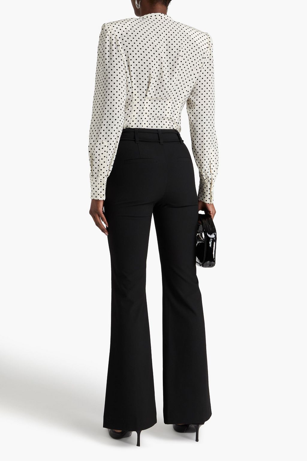 ROTATE BIRGER CHRISTENSEN Floral-appliquéd crepe flared pants