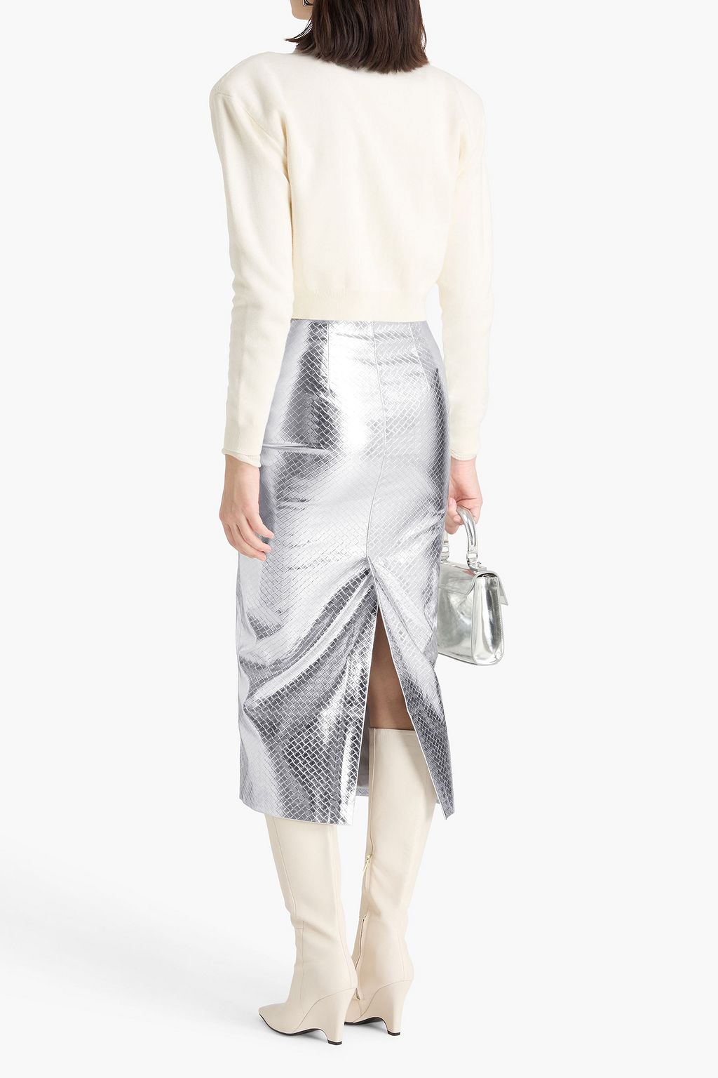 ROTATE BIRGER CHRISTENSEN Metallic midi pencil skirt