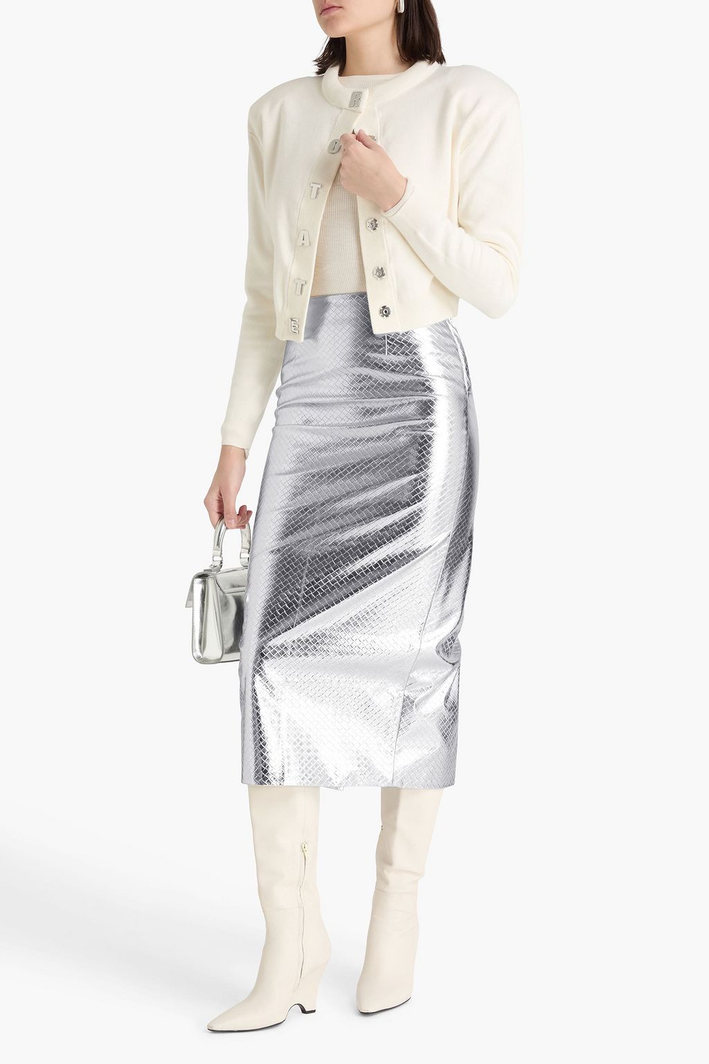 ROTATE BIRGER CHRISTENSEN Metallic midi pencil skirt