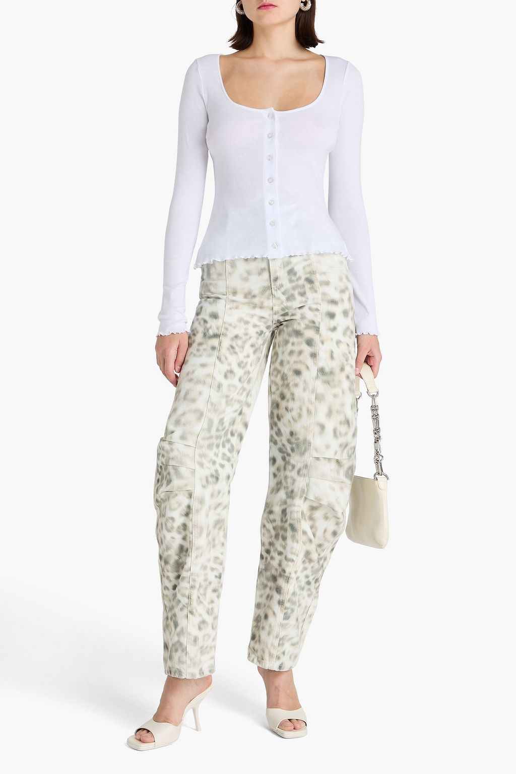 ROTATE BIRGER CHRISTENSEN コットンジャージー トップス ラッフル付き