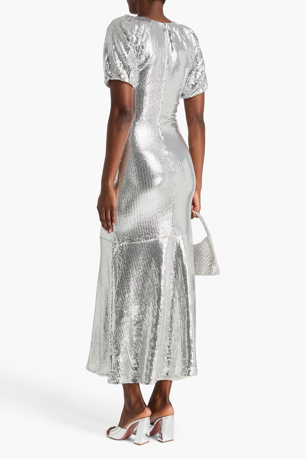 ROTATE BIRGER CHRISTENSEN Sequined mesh midi dress