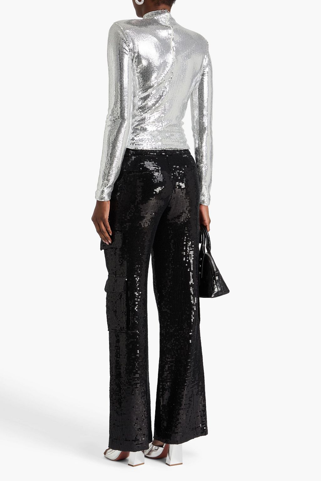 ROTATE BIRGER CHRISTENSEN Sequined mesh turtleneck top