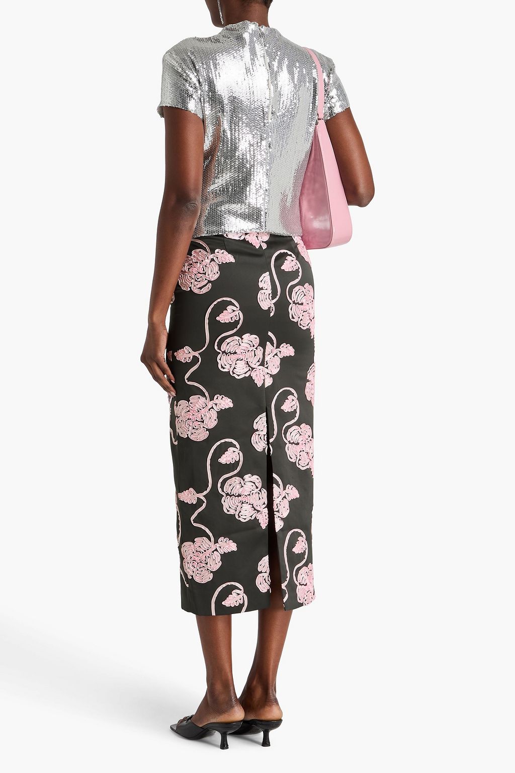 ROTATE BIRGER CHRISTENSEN Embellished satin midi pencil skirt