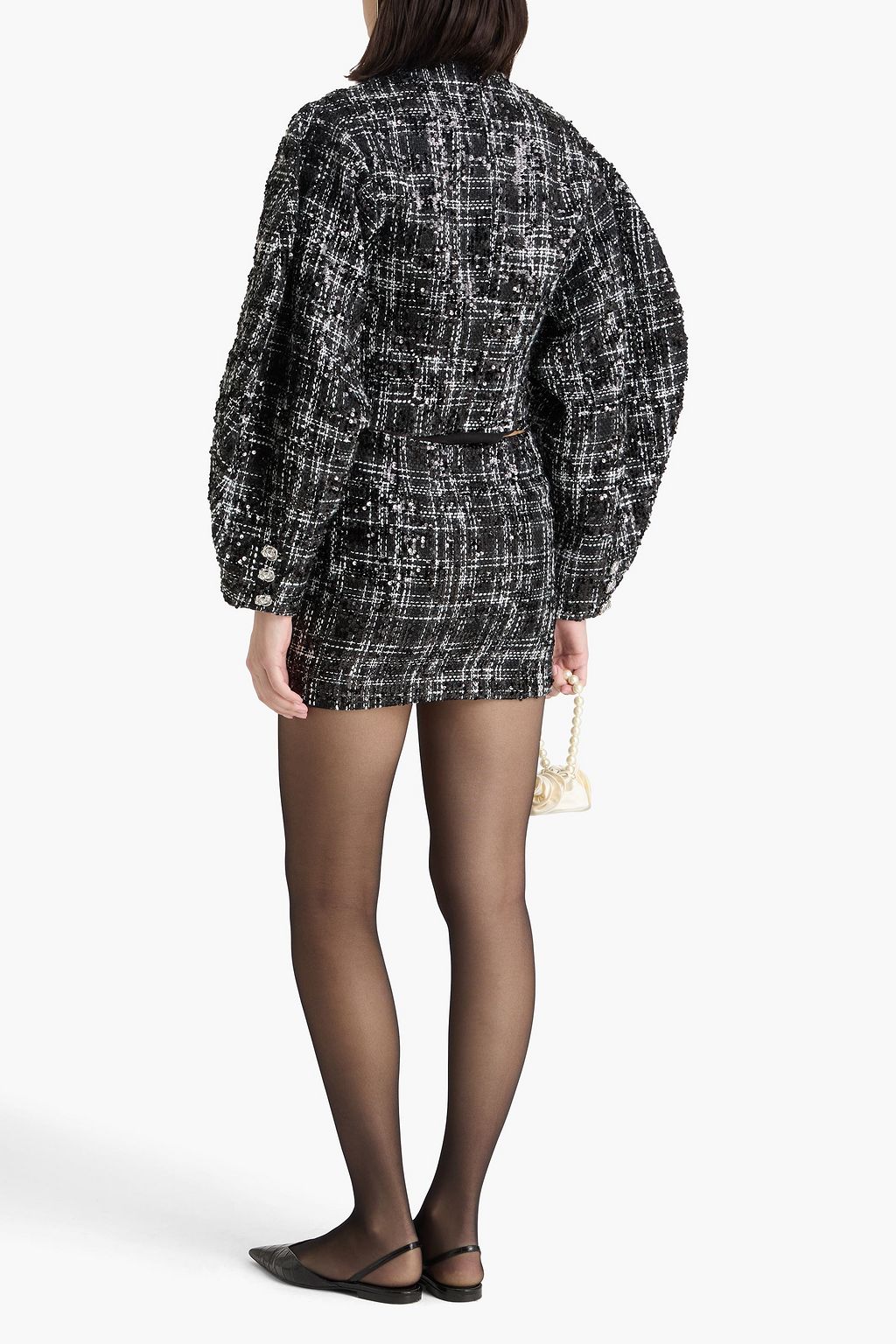 ROTATE BIRGER CHRISTENSEN Sequin-embellished bouclé-tweed mini skirt