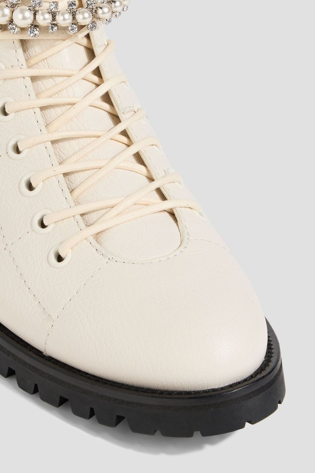JIMMY CHOO Cruz embellished pebbled-leather combat boots